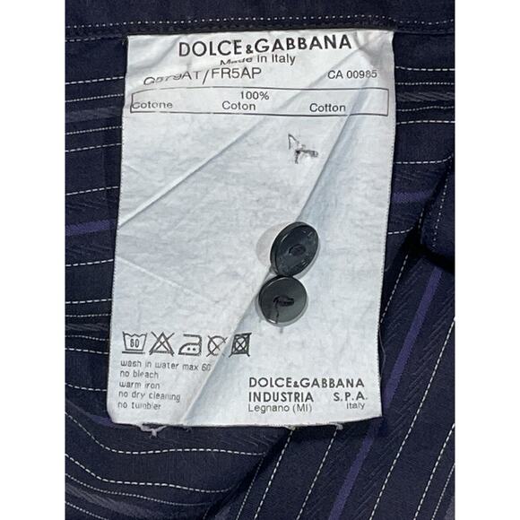 Dolce & Gabbana Button Up Dress Shirt Men’s 17/43 Purple Striped Made Italy - Picture 9 of 9